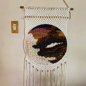 Macrame with weaving wall hanging